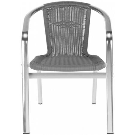 SAFAVIEH Wrangell Indoor-Outdoor Stacking Arm Chair- Grey - 28 x 22.8 x 22 in. FOX5207C-SET2